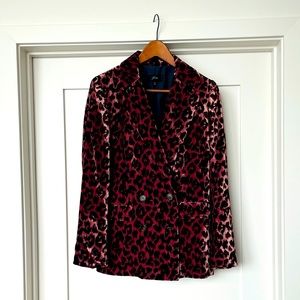 J Crew leopard velvet blazer - double breasted!